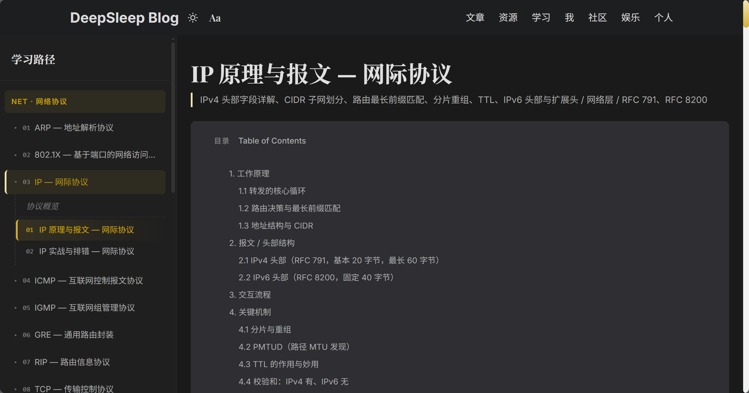 IP 协议详情页